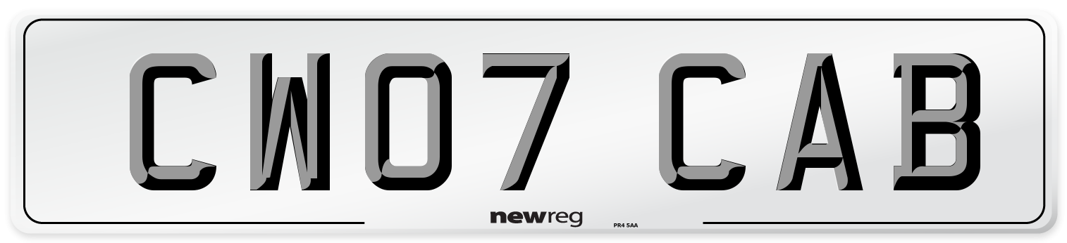 CW07 CAB Number Plate from New Reg